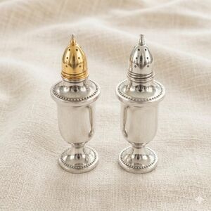 Vintage Mid-Century Sterling Silver-plated Shakers with Protective Liners